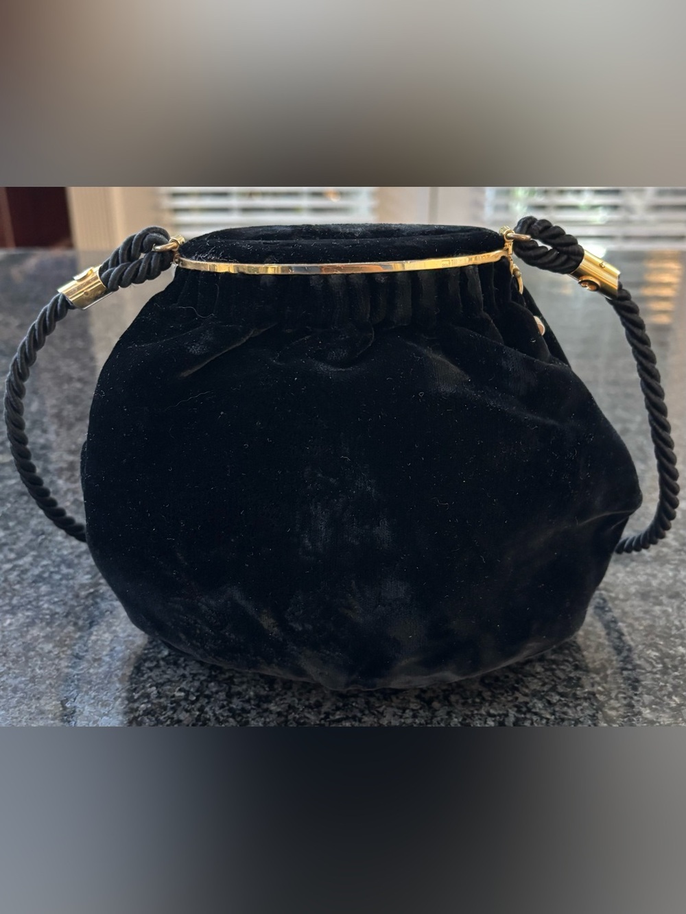 Hard-to-Find! Vintage Gucci Black Velvet Pouch/Bucket Bag